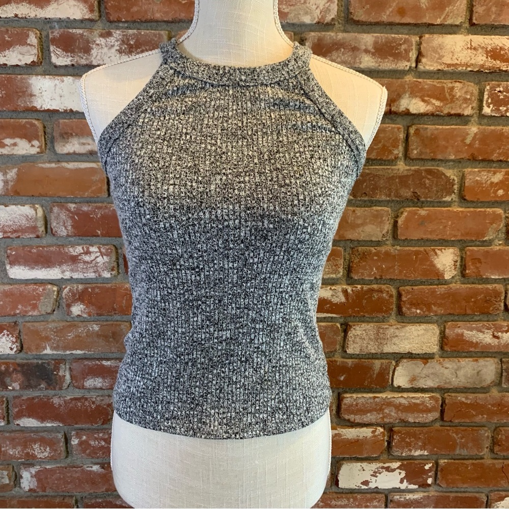 Maeve Knit Rayon Blend Tank Charcoal Grey